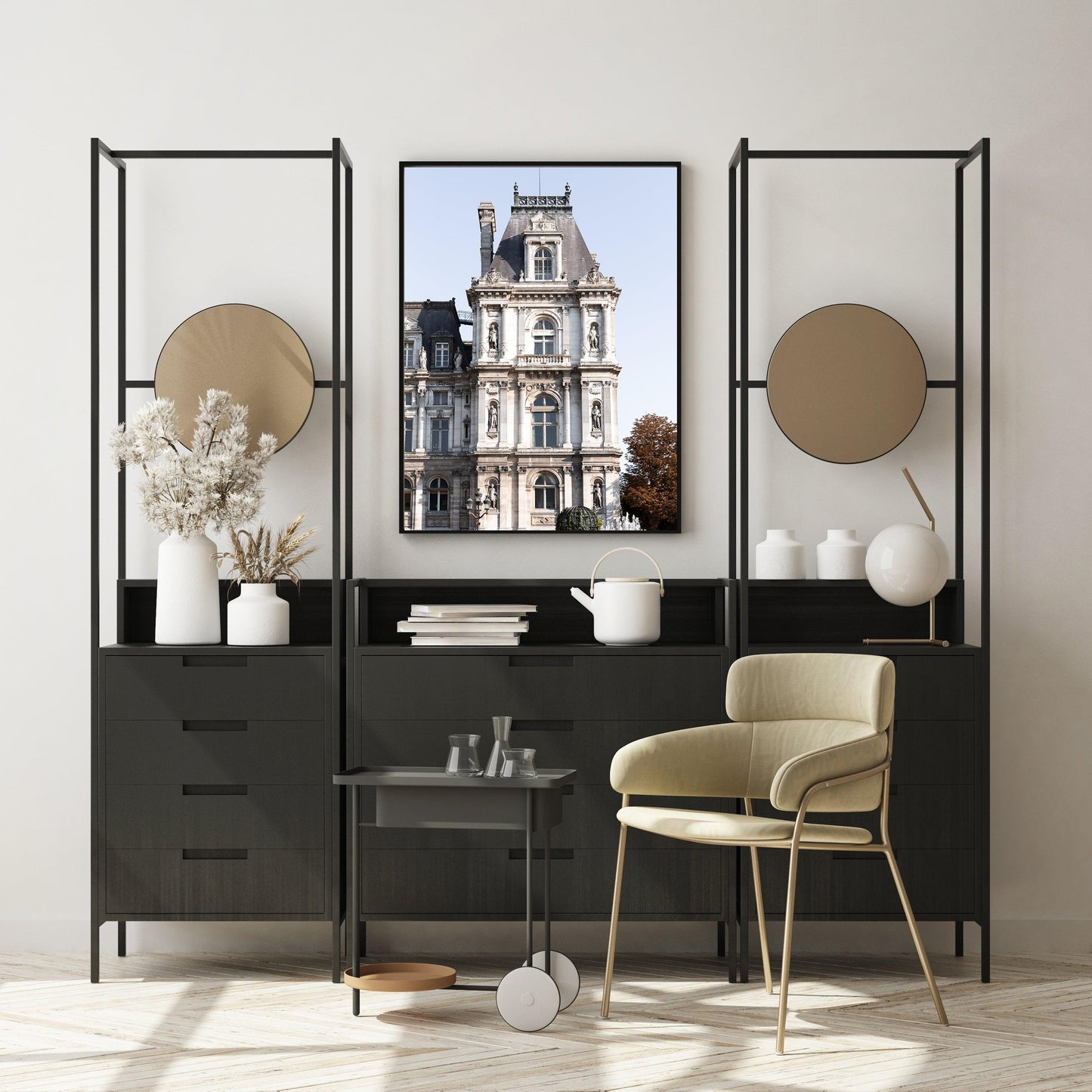 Paris architecture print highlighting the timeless beauty of Parisian facades.
