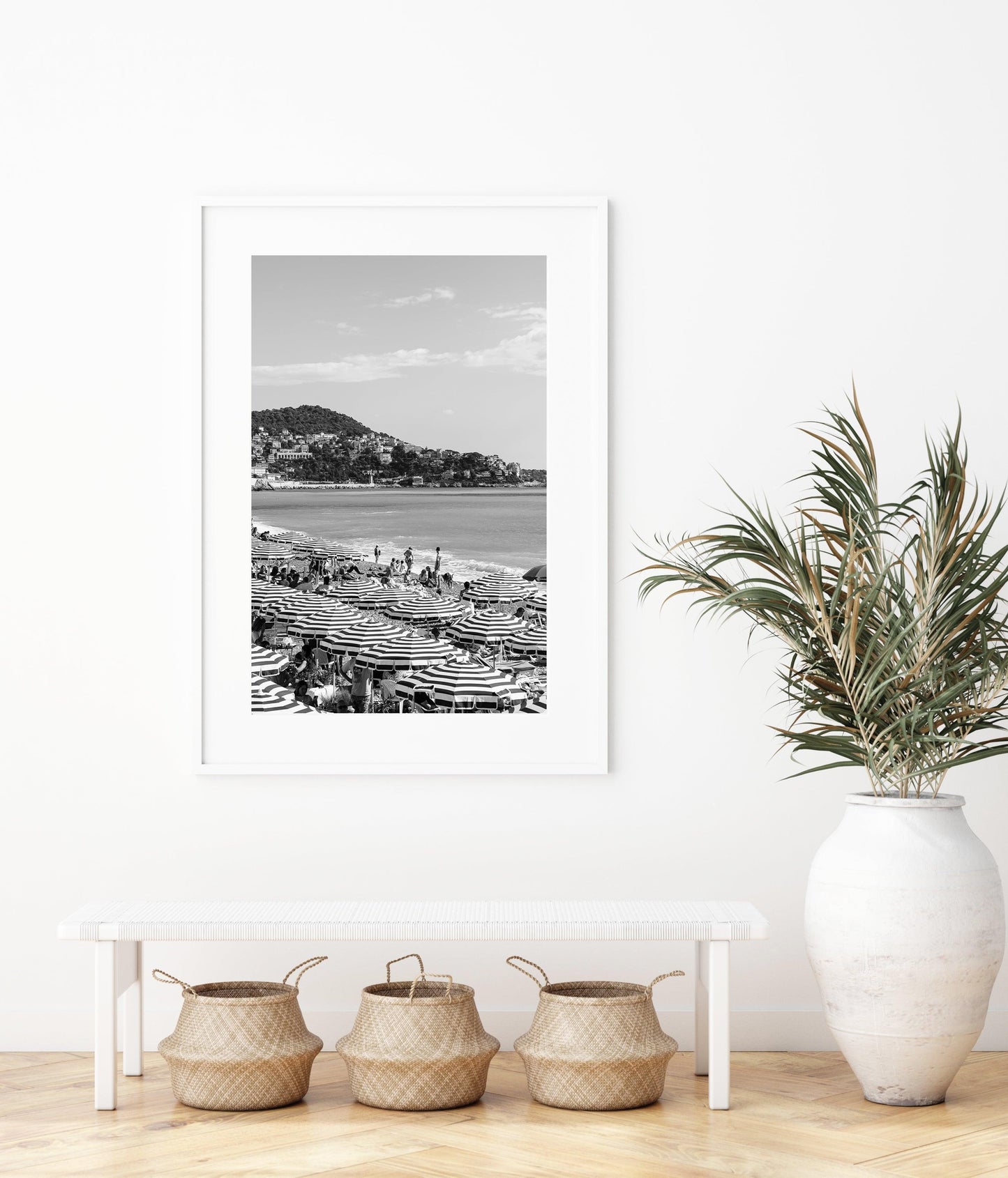 Black and White Cote d'Azur Beach Club Umbrellas II | French Riviera Photography Print - Departures Print Shop