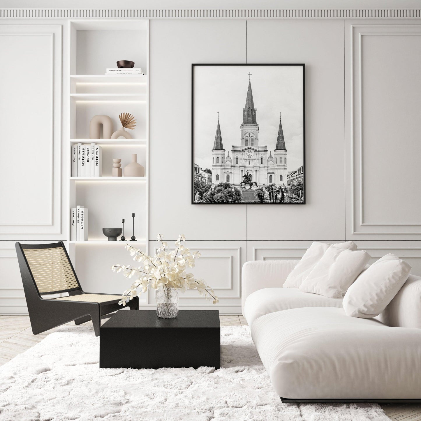 Black and White Jackson Square French Quarter Print - Departures Print Shop