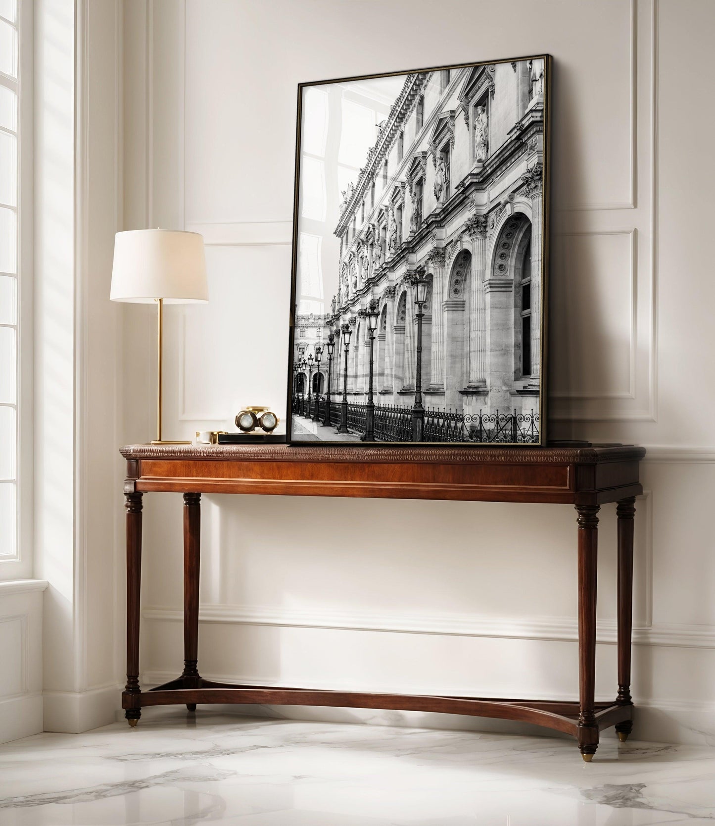 Black and White Louvre Museum Lamppost Print - Departures Print Shop
