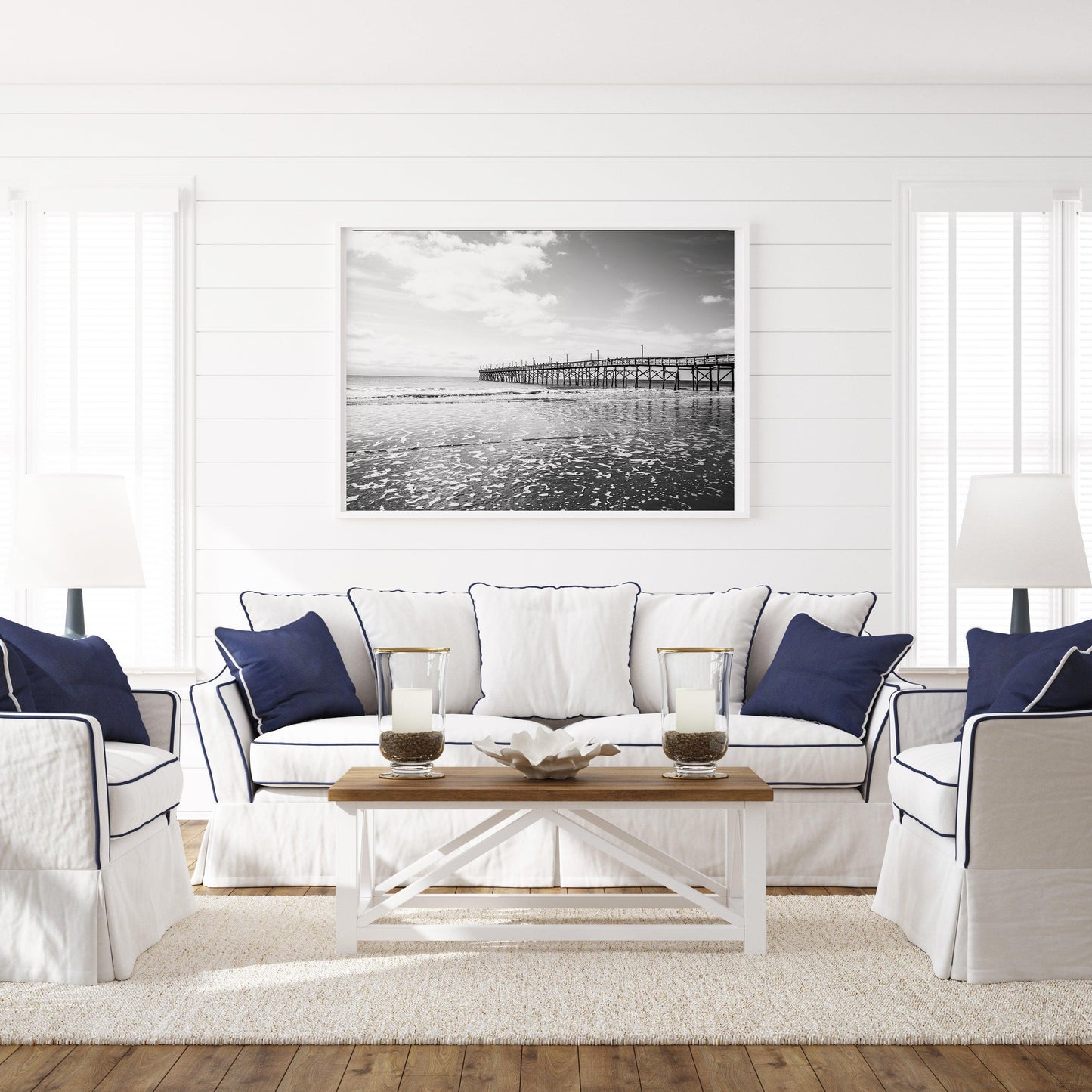 Black and White Ocean Isle Fishing Pier II | Beach Photography Print - Departures Print Shop