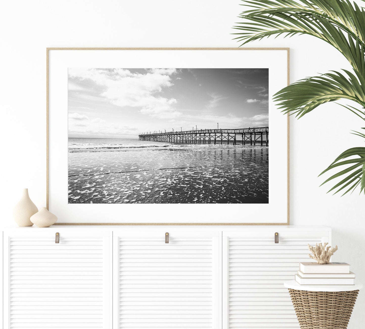 Black and White Ocean Isle Fishing Pier II | Beach Photography Print - Departures Print Shop