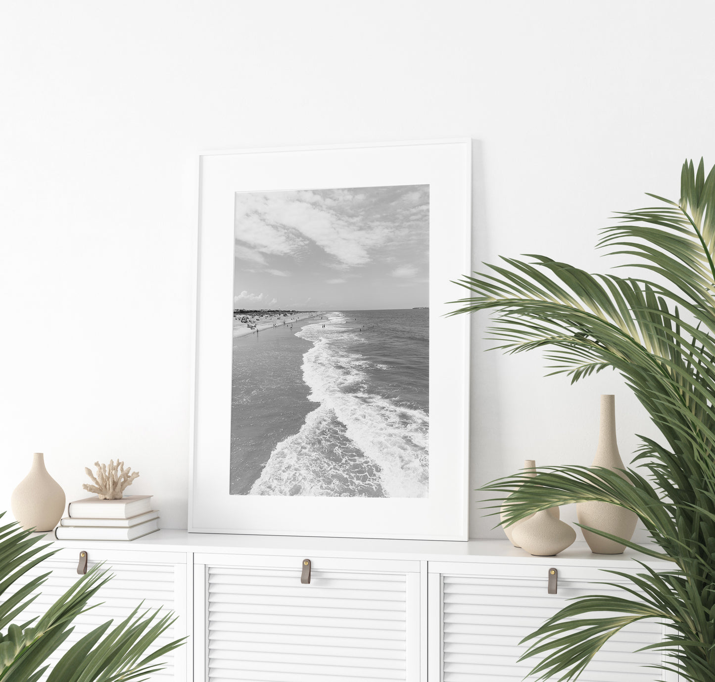 Black and White Tybee Island Beach Print