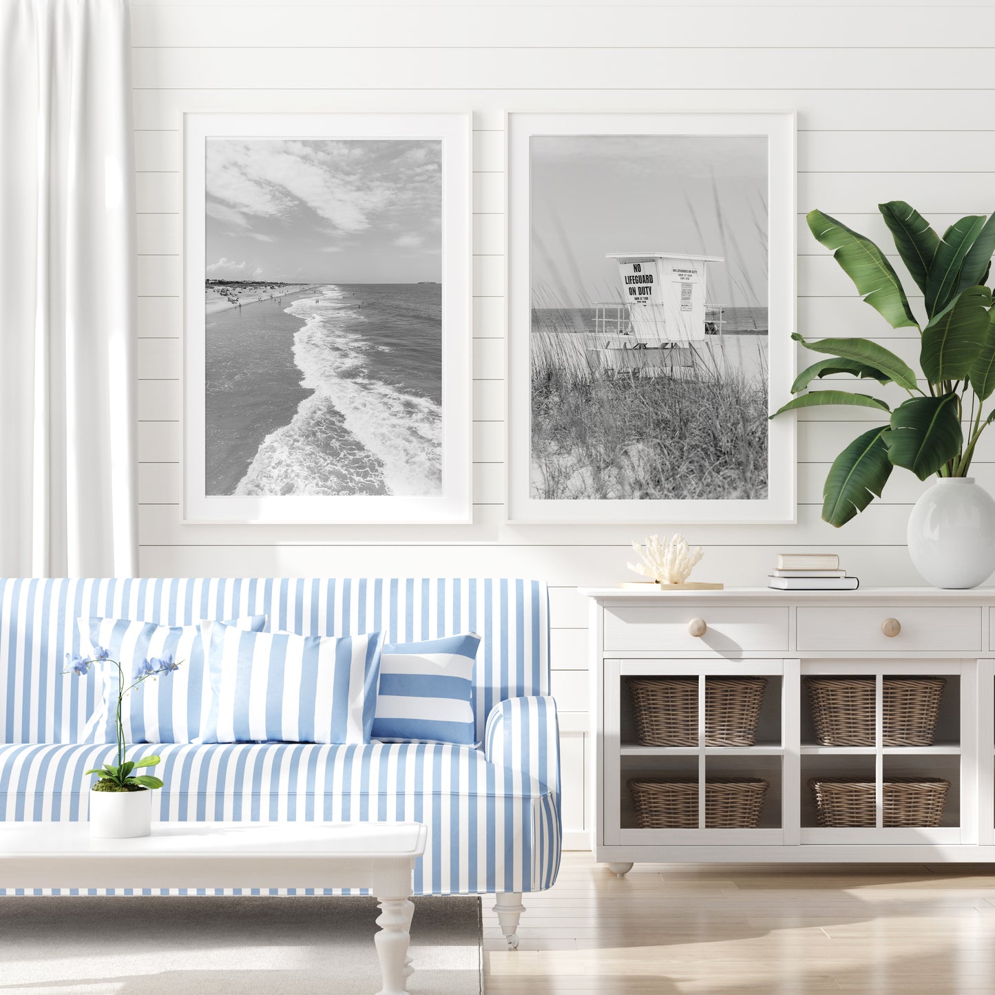 Black and White Tybee Island Beach Print
