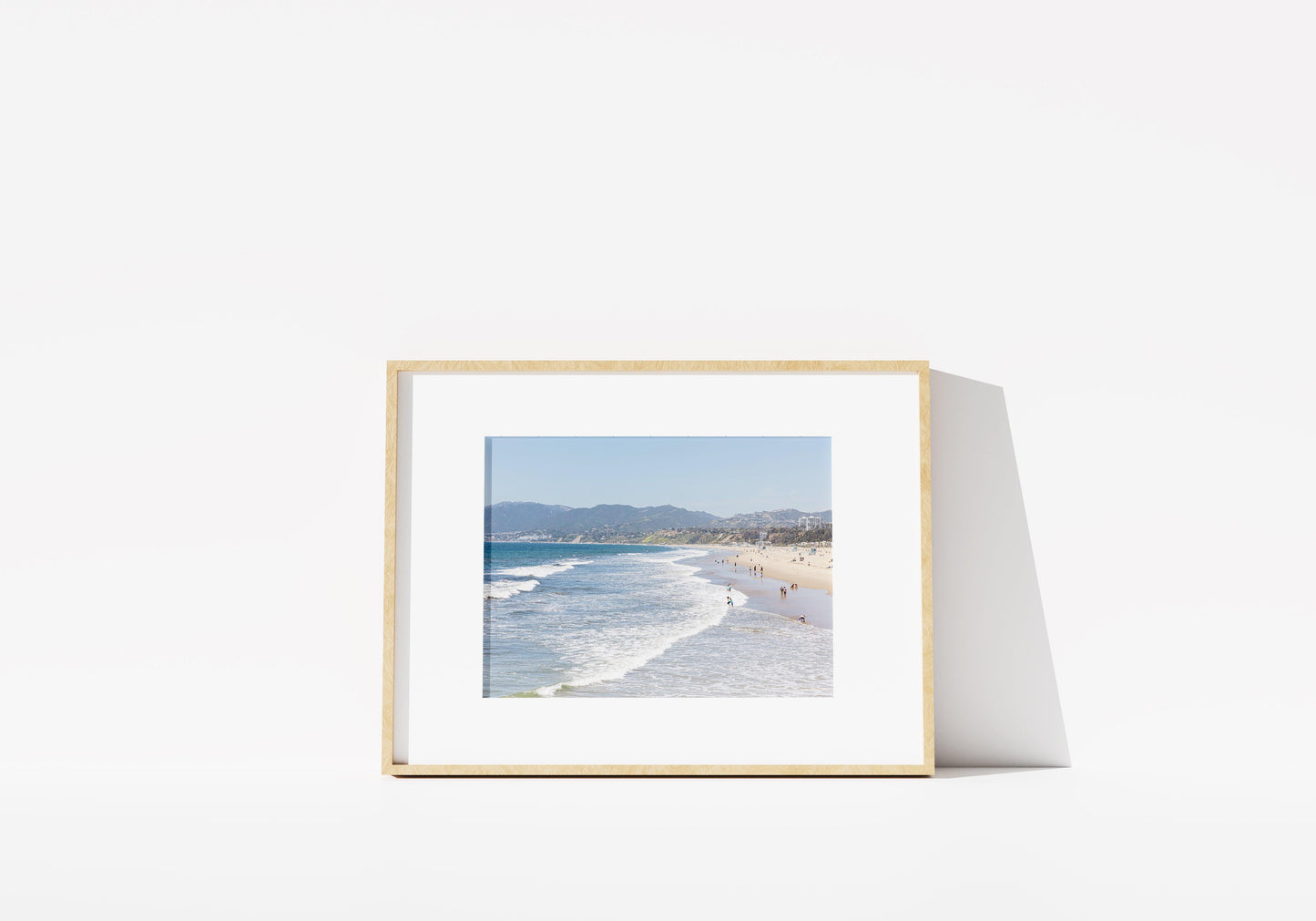 Modern coastal wall art taken in Santa Monica, California. Neutral beach photography print.