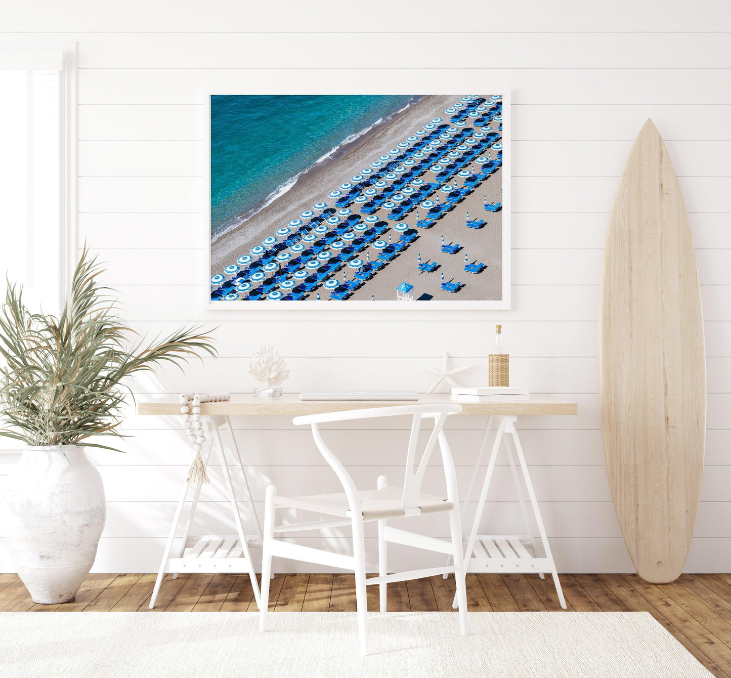 Positano Aerial Beach Umbrella Print | Amalfi Coast Italy Photography - Departures Print Shop
