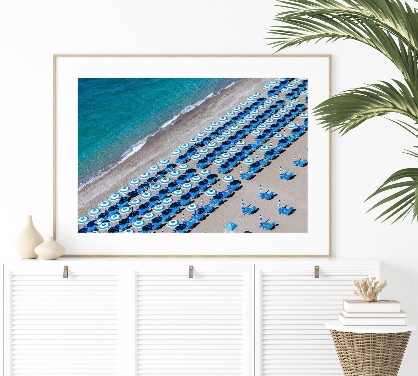 Positano Aerial Beach Umbrella Print | Amalfi Coast Italy Photography - Departures Print Shop