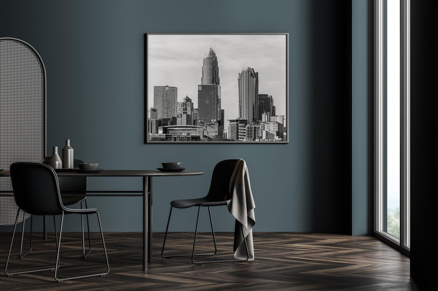 Black and White Charlotte Skyline Print III | Charlotte Photography Print - Departures Print Shop