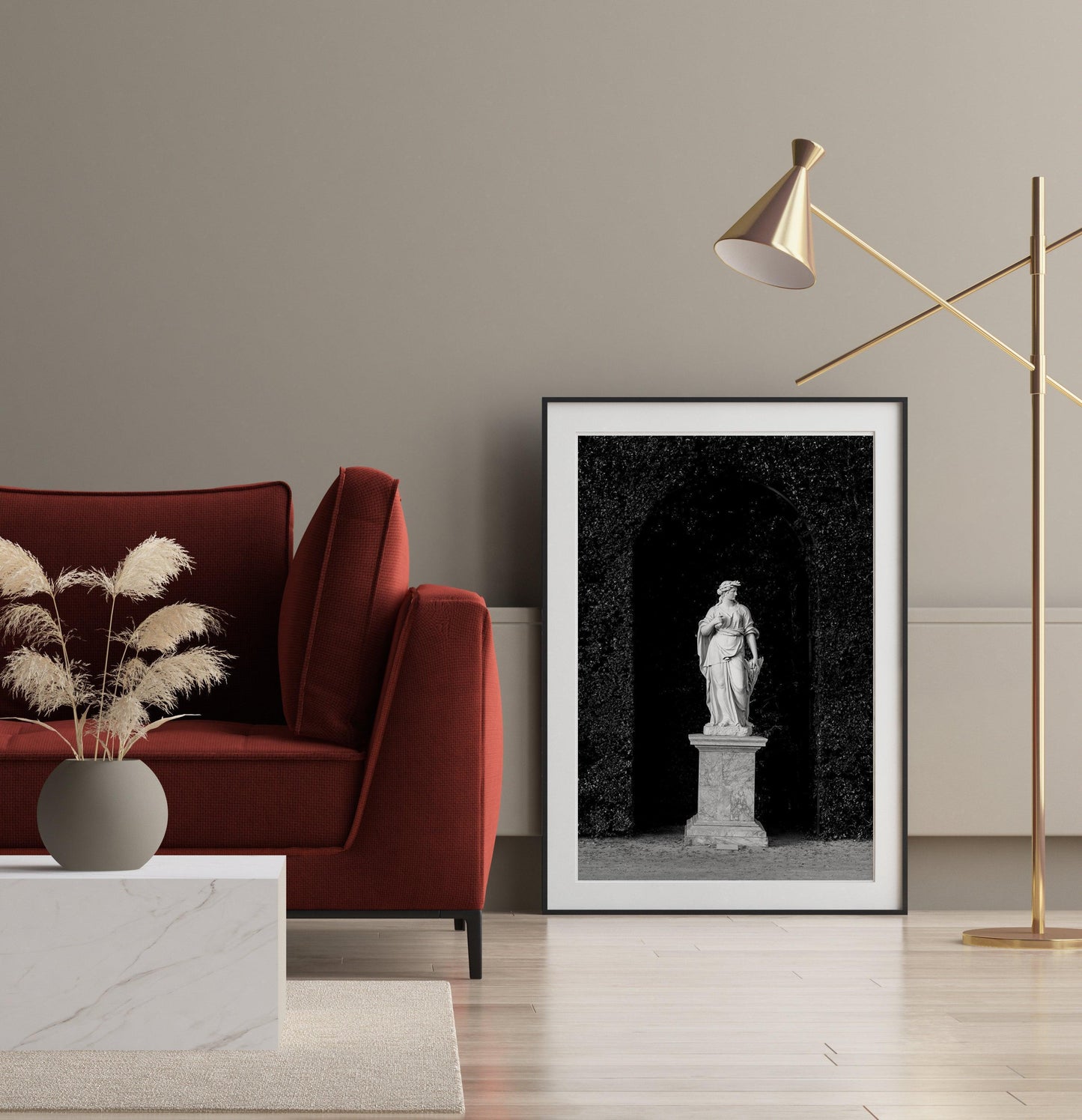 Black and White Gardens of Versailles Statue Photography Print - Departures Print Shop
