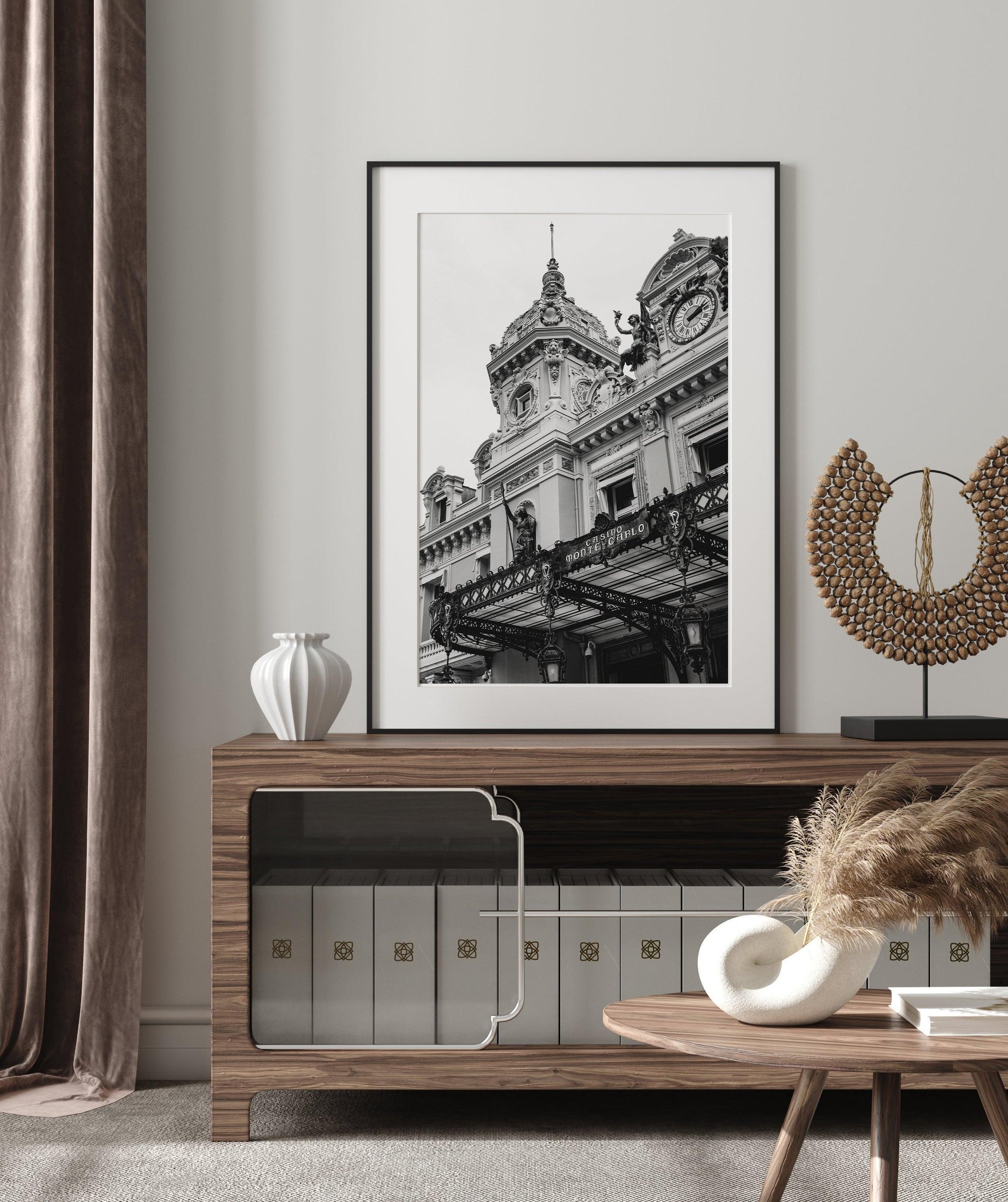 B&W Monte Carlo Casino | Monaco Travel Print - Departures Print Shop