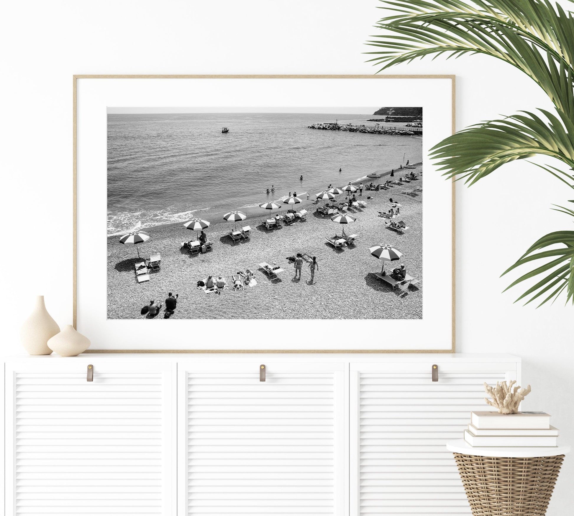 Black and White Amalfi Coast Beach Umbrellas Print | Amalfi Coast Italy Photography Print - Departures Print Shop