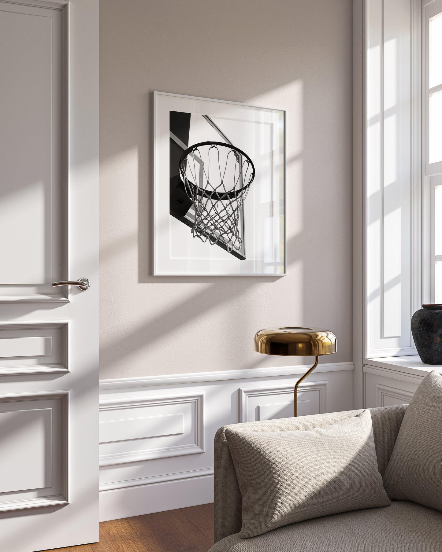 Black and White Basketball Hoop Print - Departures Print Shop