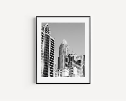 Black and White Charlotte Skyline Print IV | Charlotte Photography Print - Departures Print Shop