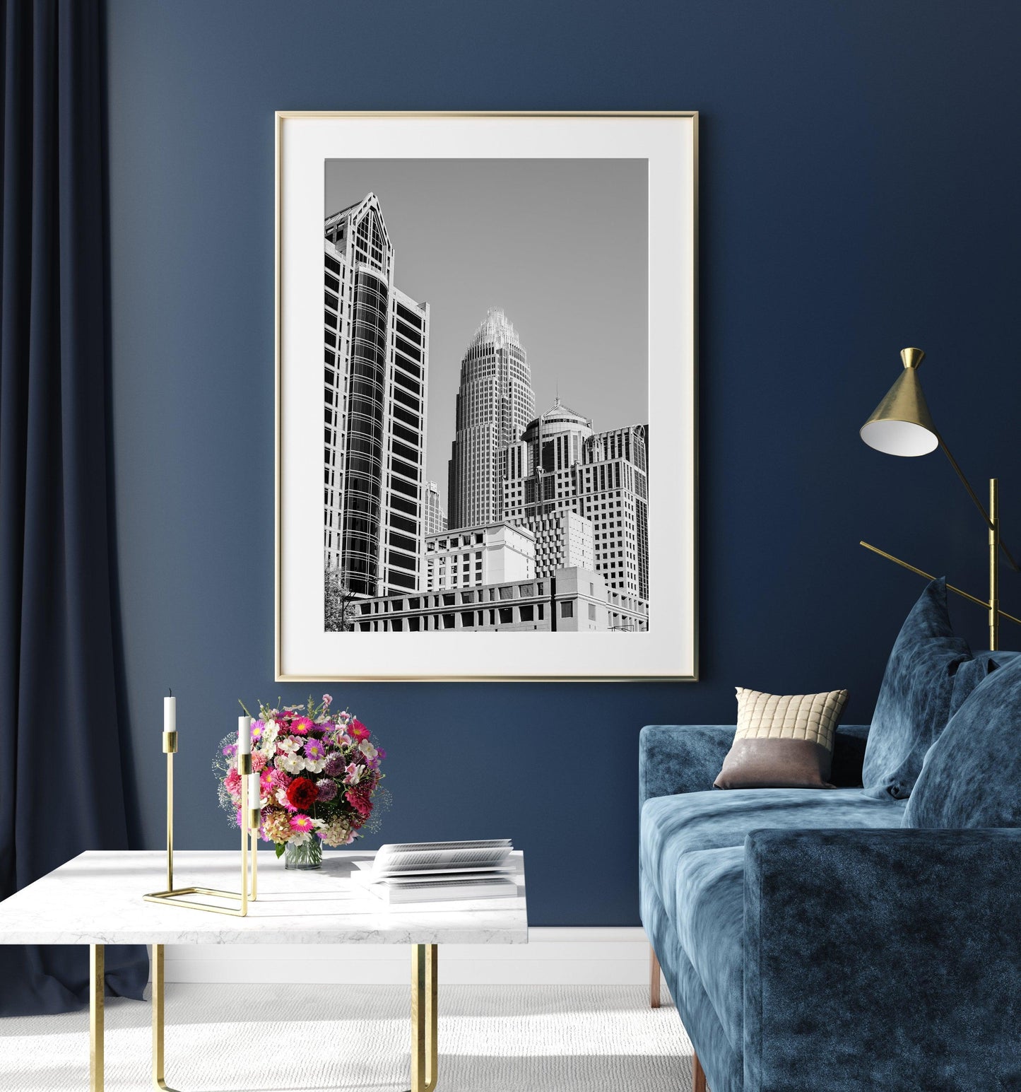 Black and White Charlotte Skyline Print IV | Charlotte Photography Print - Departures Print Shop