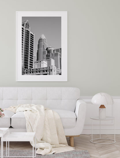 Black and White Charlotte Skyline Print IV | Charlotte Photography Print - Departures Print Shop