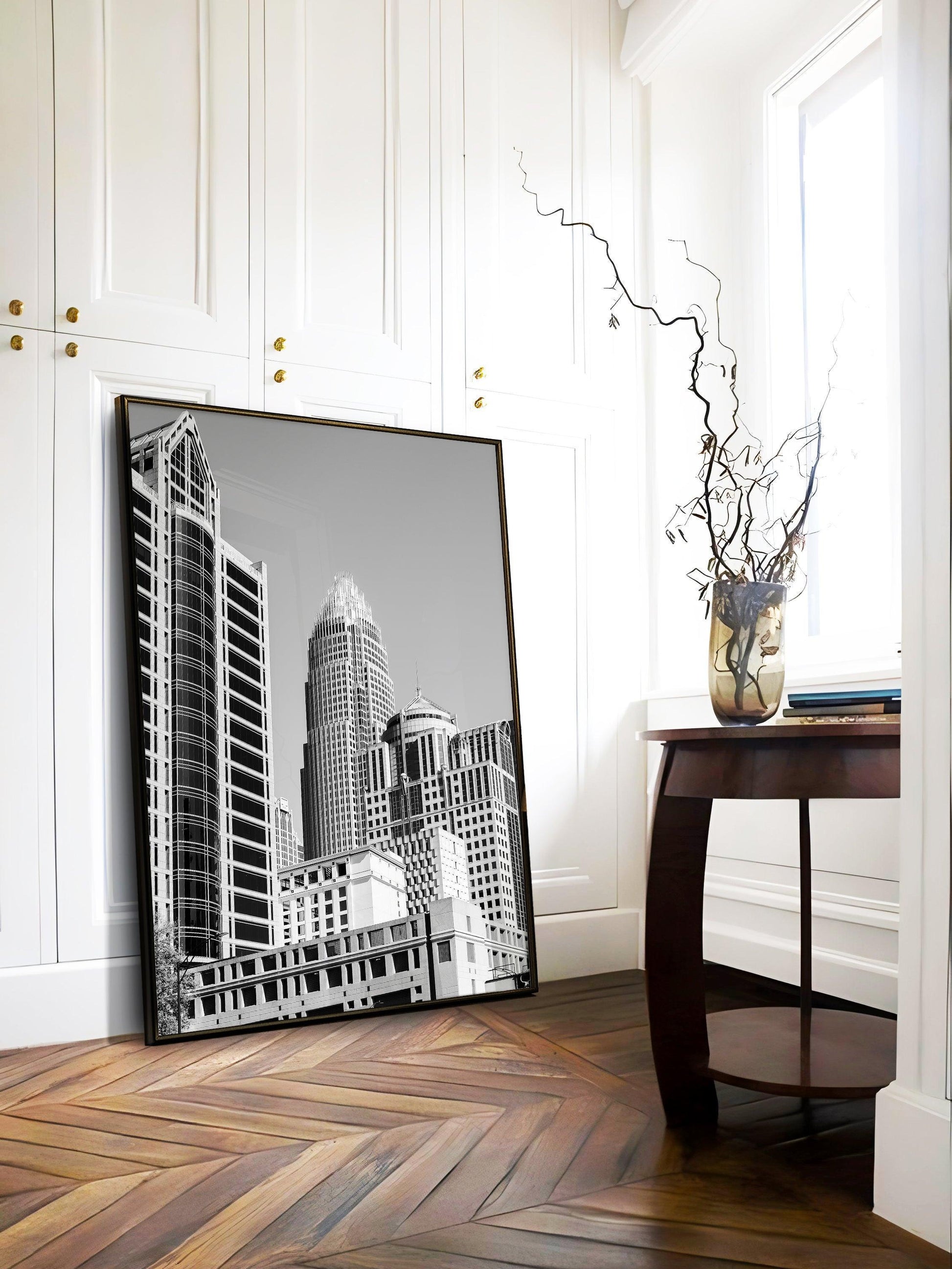 Black and White Charlotte Skyline Print IV | Charlotte Photography Print - Departures Print Shop