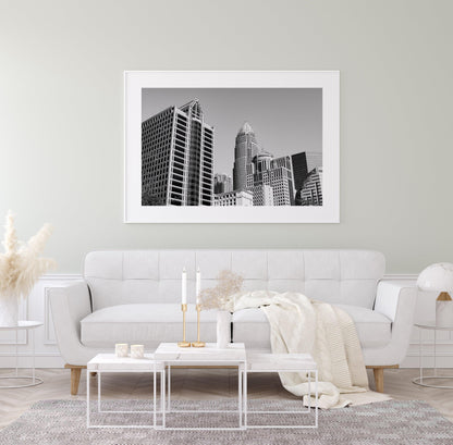 Black and White Charlotte Skyline Print V | Charlotte Photography Print - Departures Print Shop