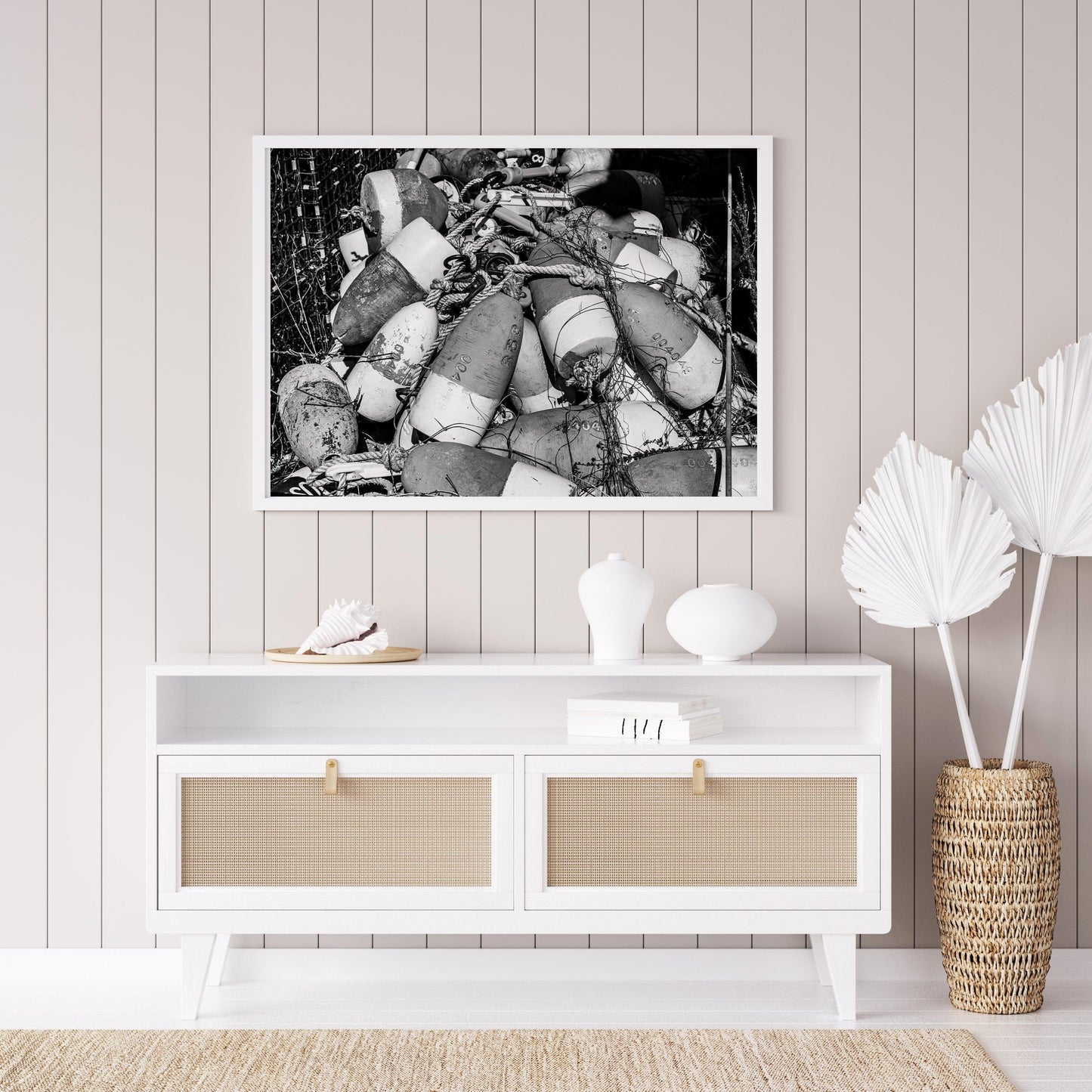 Black and White Coastal Buoys Print - Departures Print Shop