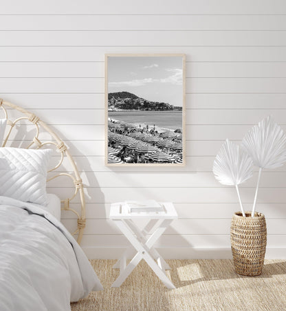 Black and White Cote d'Azur Beach Club Umbrellas II | French Riviera Photography Print - Departures Print Shop