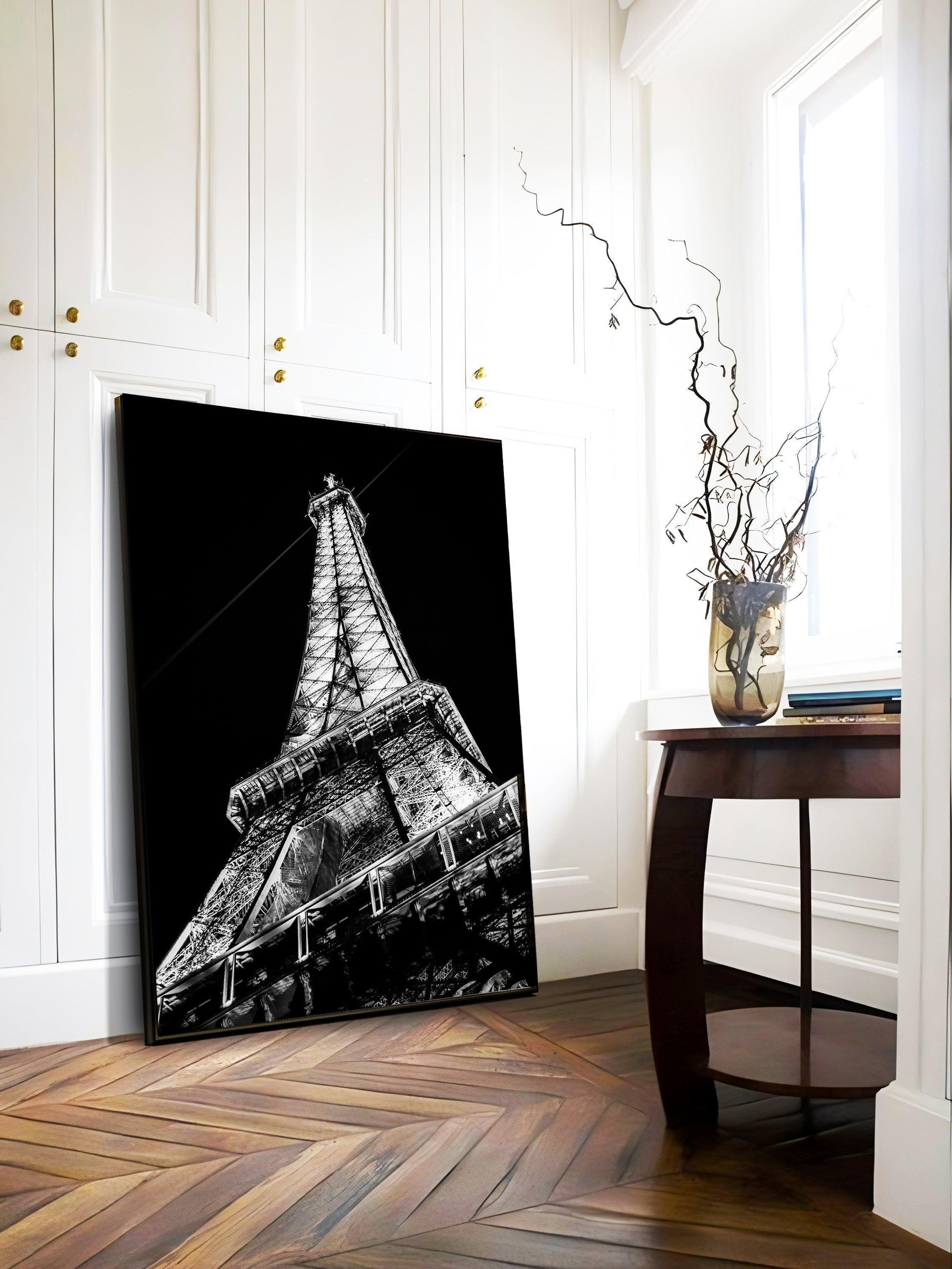 Black and White Eiffel Tower At Night | Paris Photography Print - Departures Print Shop