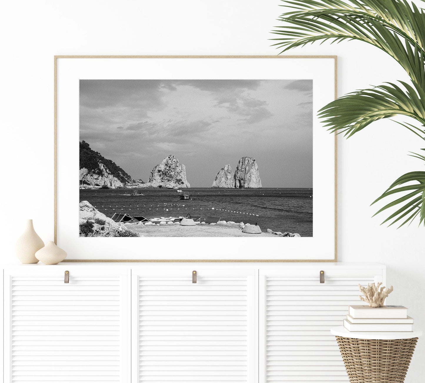 Black and White Faraglioni Rocks | Capri Italy Photography Print - Departures Print Shop