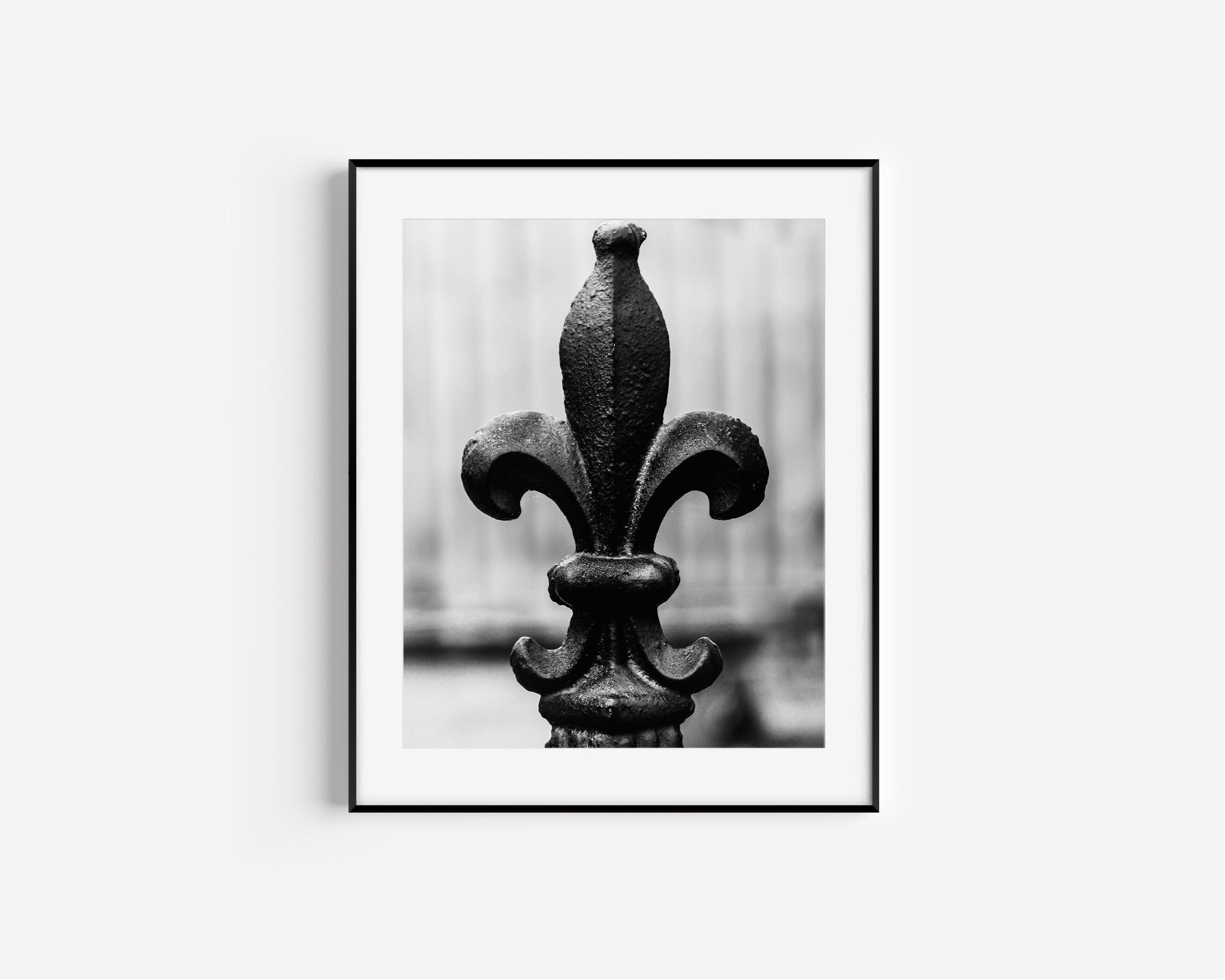 Black and White Fleur De Lis Print - Departures Print Shop