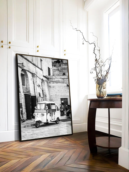 Black and White Italian Rickshaw Print - Departures Print Shop