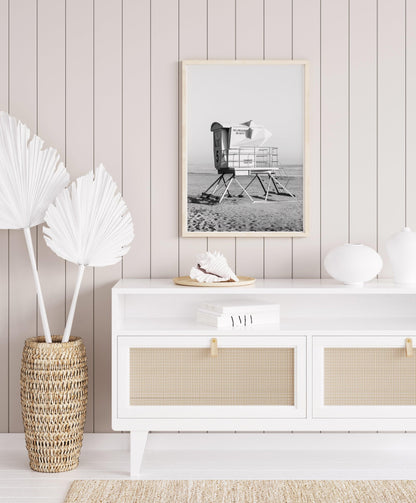 Black and White Lifeguard Tower Print III - Departures Print Shop