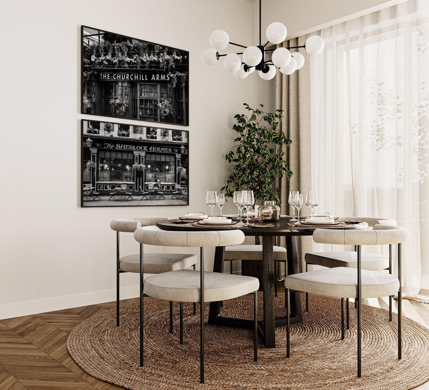 Black and White London Pub Print Set II - Departures Print Shop