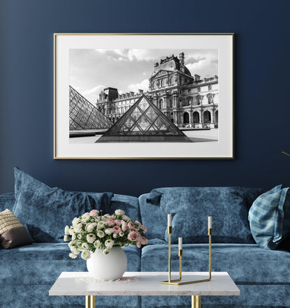 Black and White Louvre Museum Pyramid Print - Departures Print Shop