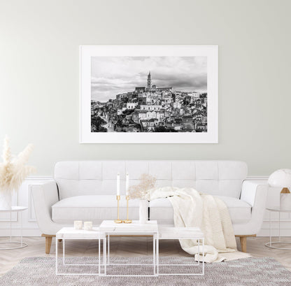 Black and White Matera Cityscape V | Italy Photography Print - Departures Print Shop