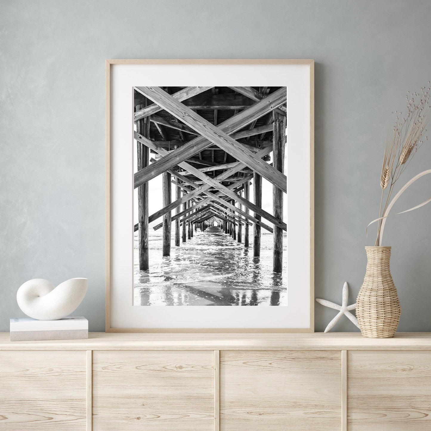 Black and White Ocean Isle Fishing Pier III | Beach Photography Print - Departures Print Shop