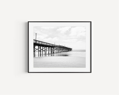 Black and White Ocean Isle Fishing Pier III | Beach Photography Print - Departures Print Shop