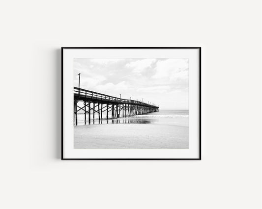 Black and White Ocean Isle Fishing Pier III | Beach Photography Print - Departures Print Shop