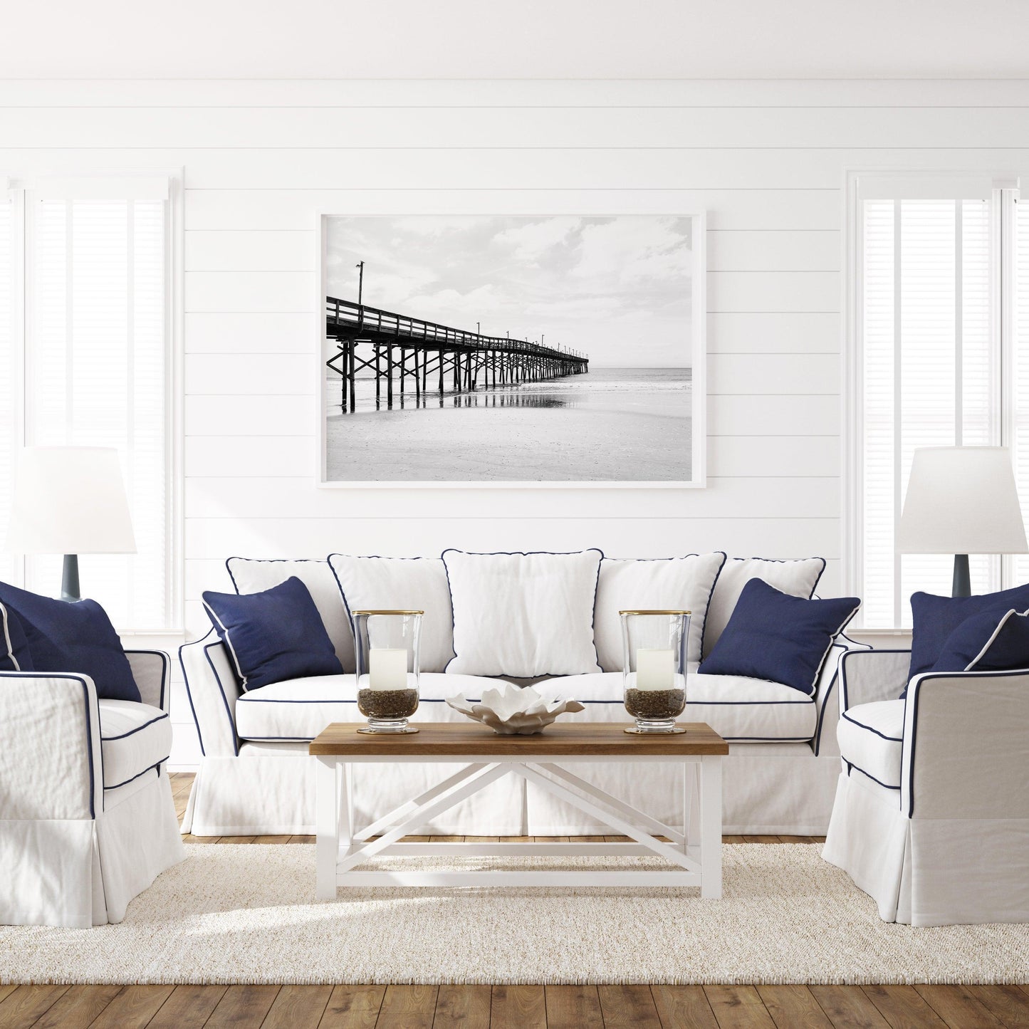 Black and White Ocean Isle Fishing Pier III | Beach Photography Print - Departures Print Shop