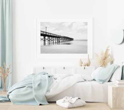 Black and White Ocean Isle Fishing Pier III | Beach Photography Print - Departures Print Shop