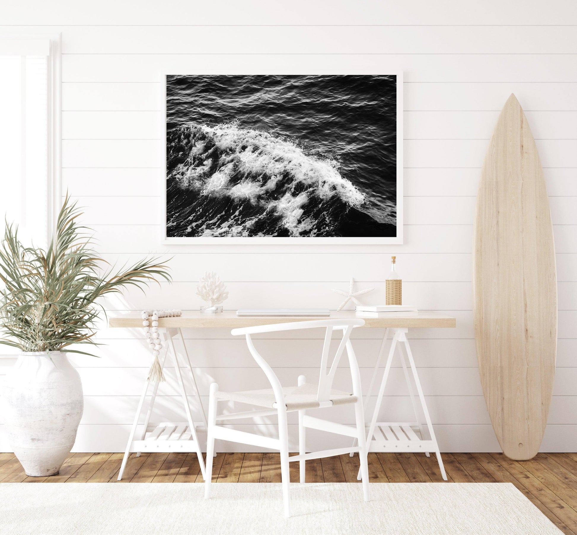 Black and White Ocean Waves Crashing | Beach Photography Print - Departures Print Shop