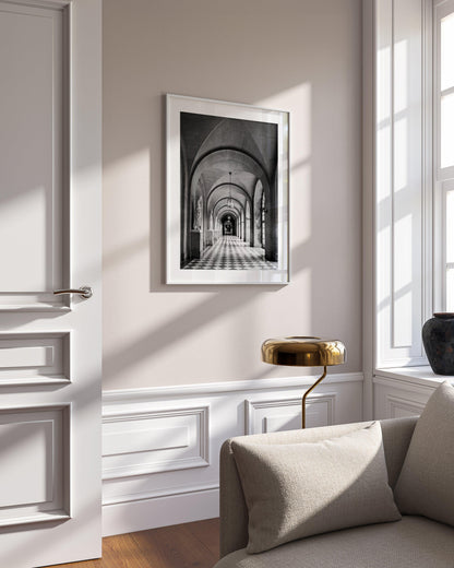 Black and White Palace of Versailles Hallway Print - Departures Print Shop