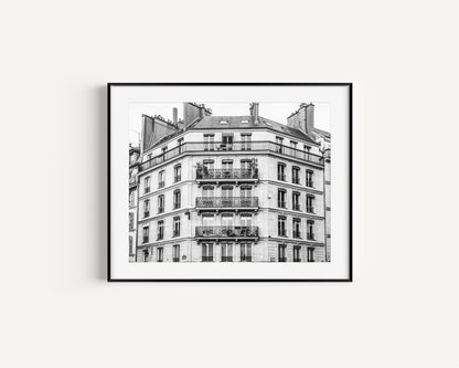 Black and White Paris Architecture Photography Print - Departures Print Shop