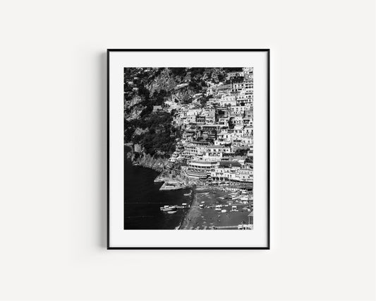 Black and White Positano Italy Print - Departures Print Shop