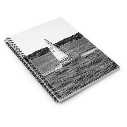 Black and White Sailboat Spiral Notebook - Departures Print Shop