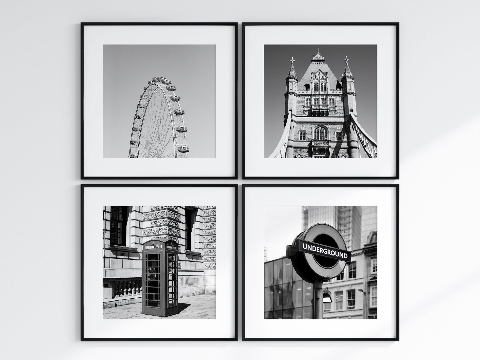 Black and White London Underground Tube Station Sign | Square London Photography Print - Departures Print Shop