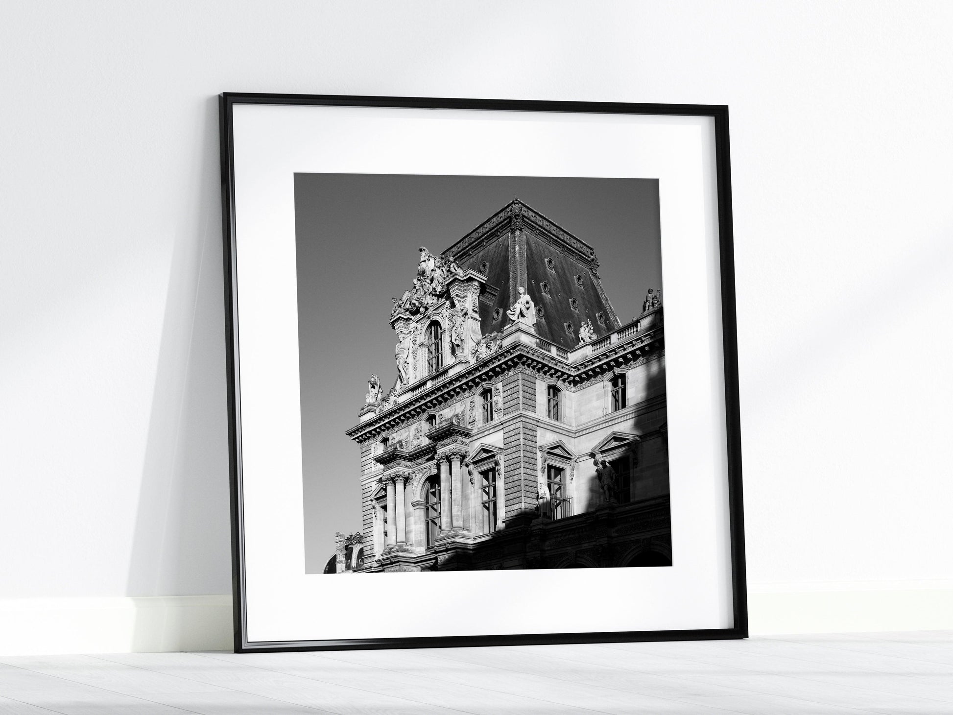 Black and White Square Louvre Museum Print I | Paris Photography Print - Departures Print Shop