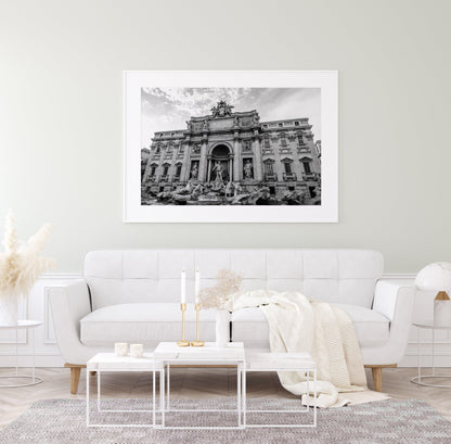 Black and White Trevi Fountain Rome Print II - Departures Print Shop