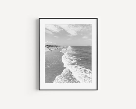 Black and White Tybee Island Beach Print