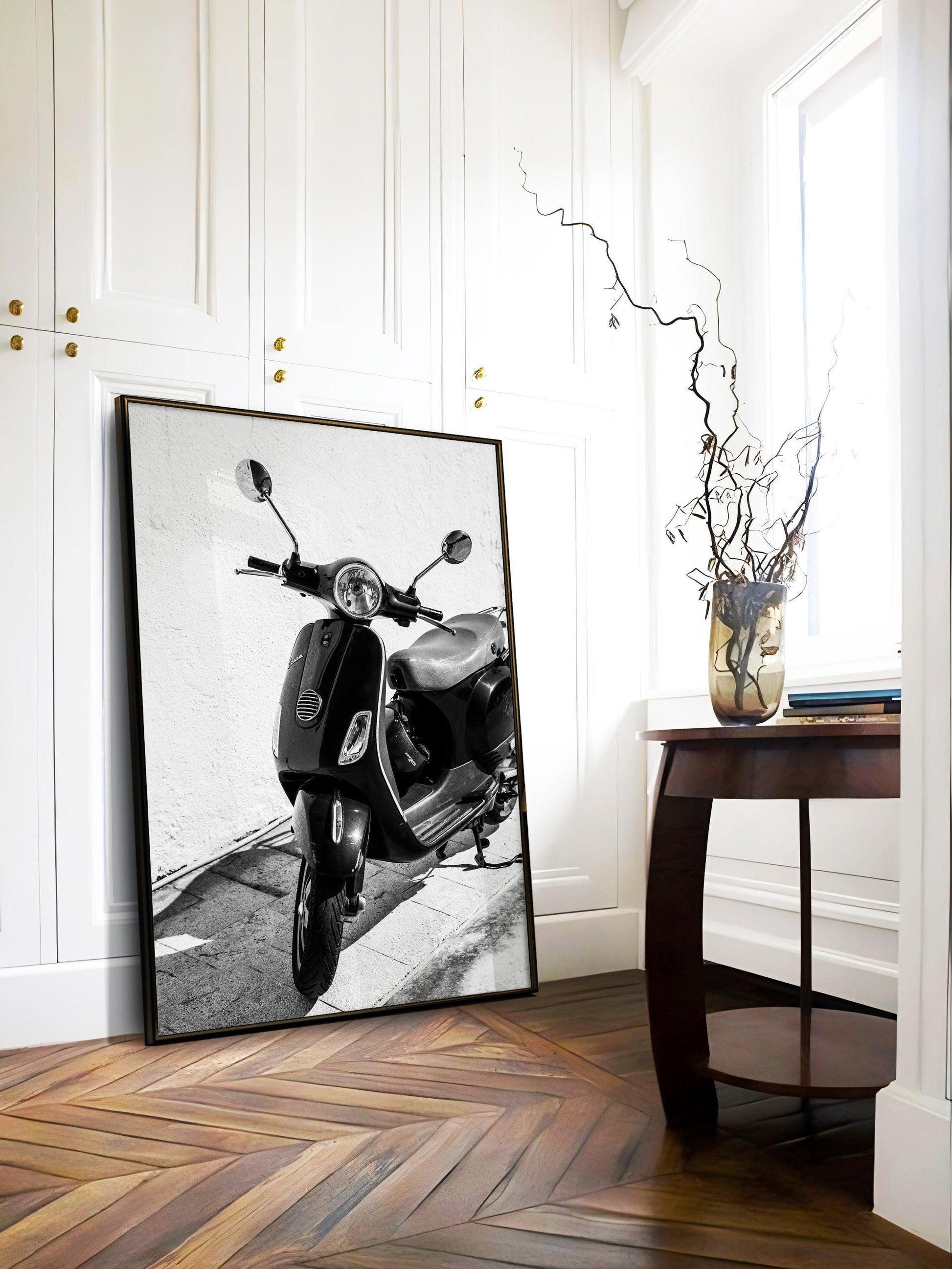 Black and White Vespa Scooter | Italy Photography Print - Departures Print Shop