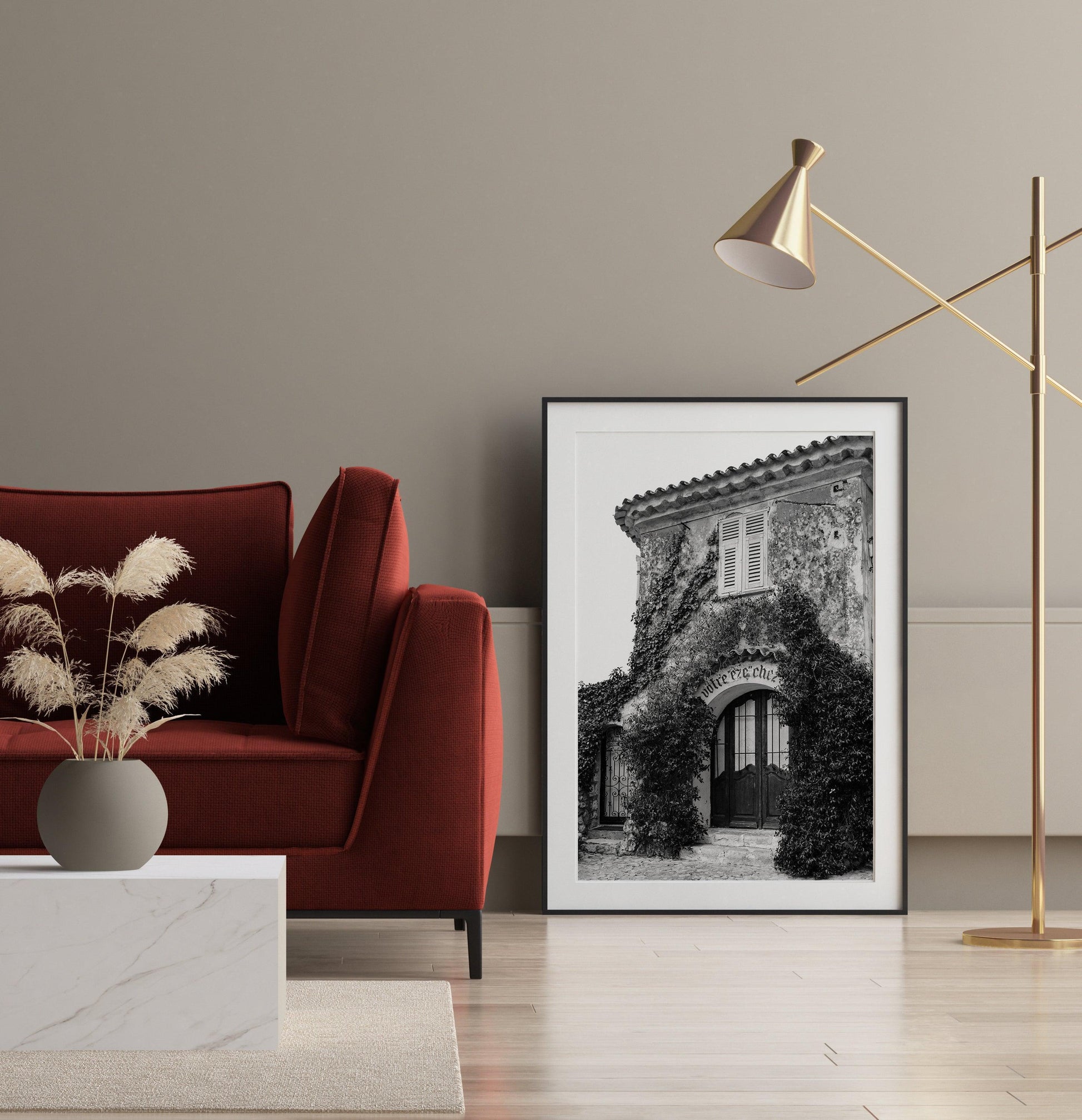 Black and White Village of Eze Photography Print - Departures Print Shop