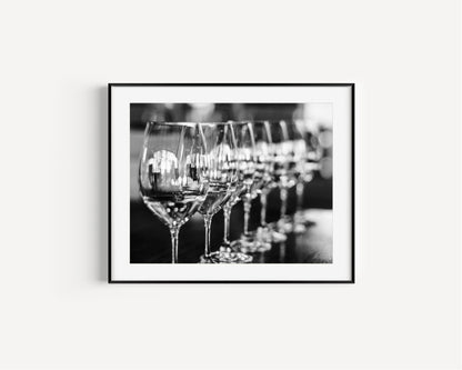 Black and White Wine Glass Photography Print | Napa Valley Winery Photography Print - Departures Print Shop