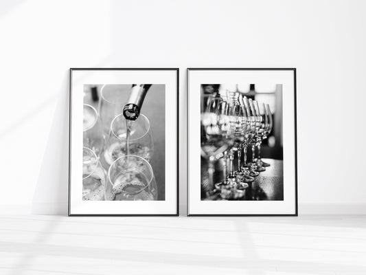 Black and White Wine Print Set - Departures Print Shop