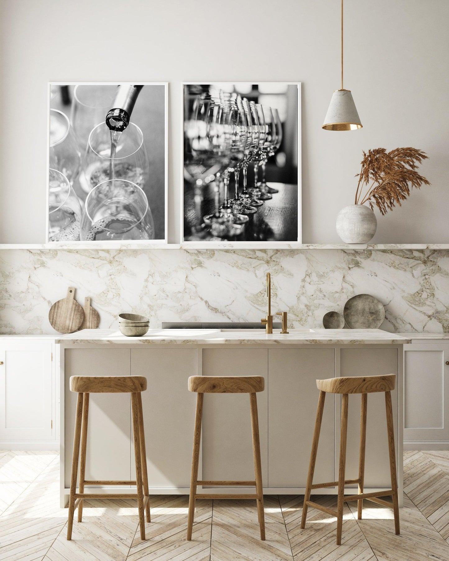 Black and White Wine Print Set - Departures Print Shop